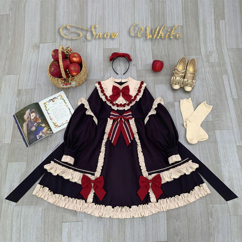 AG原创正版秋冬白雪姬OP加厚长袖Lolita古典少女公主洛丽塔连衣裙