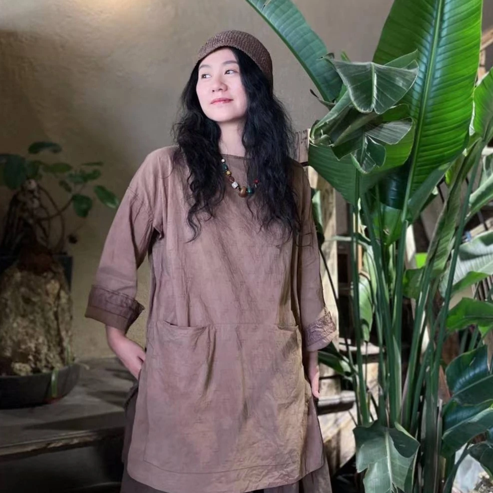 左岸迷香原创设计果儿坊【上衣】植物染上衣1032休闲宽松女装