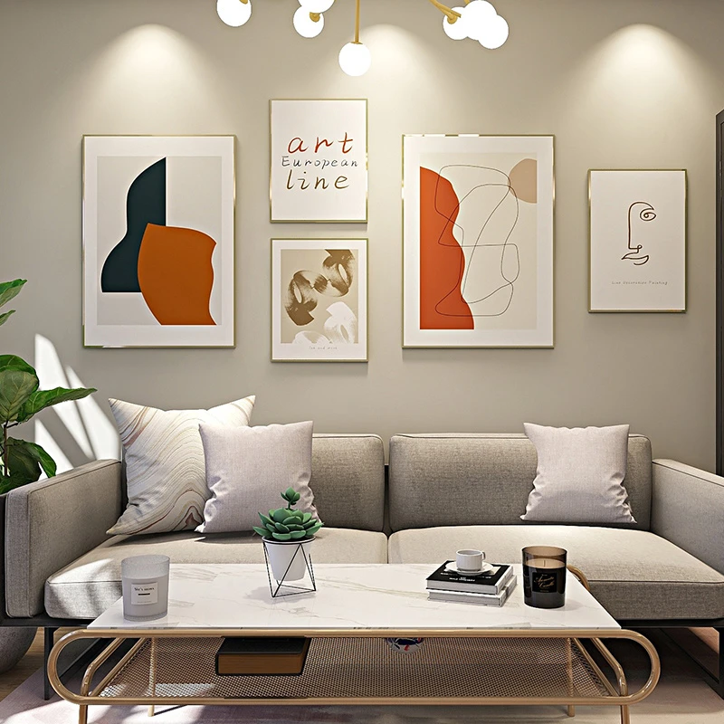 客厅抽象组合装饰画沙发背景墙壁画现代简约餐厅卧室床头挂画