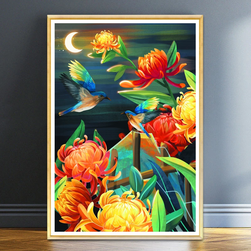 甜心Kes花鸟福寿十字绣60*85大格四股线绣满绣无勾边48种颜色