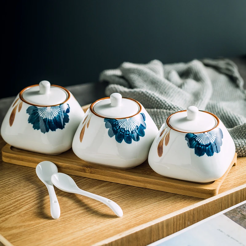 日式彩绘调味罐套装