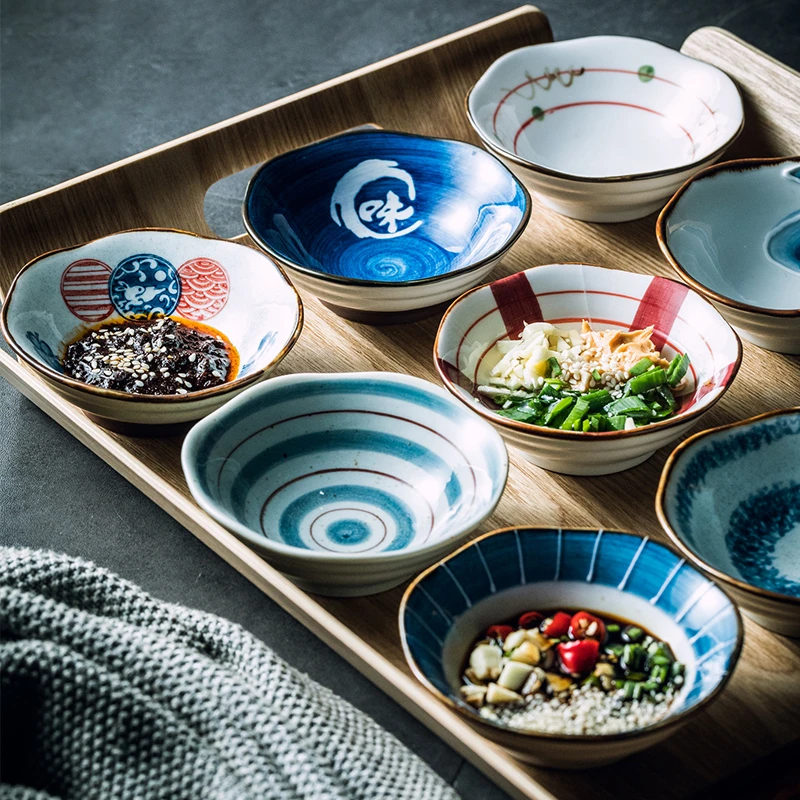 日式手绘陶瓷小菜碟配菜碟小碟子调味碟小吃碟家用酱油醋碟酱料碟