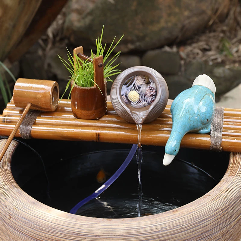 淘不淘器鱼缸造景竹子竹排流水器