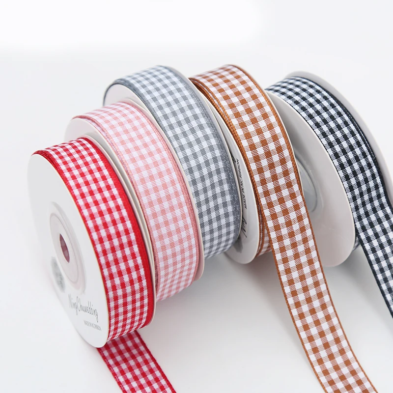 15mm格子丝带烘焙包装缎带diy手工发饰鲜花彩带花束绑带装饰材料