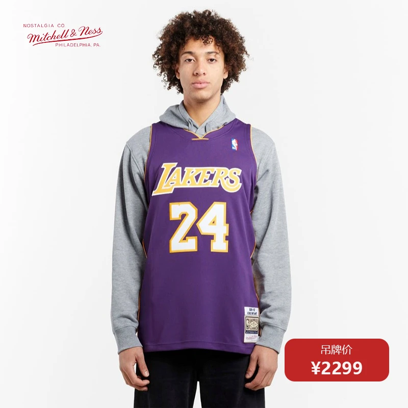 Mitchell&Ness MN-NBA湖人科比06年AU紫24复古球衣潮流篮球服背心
