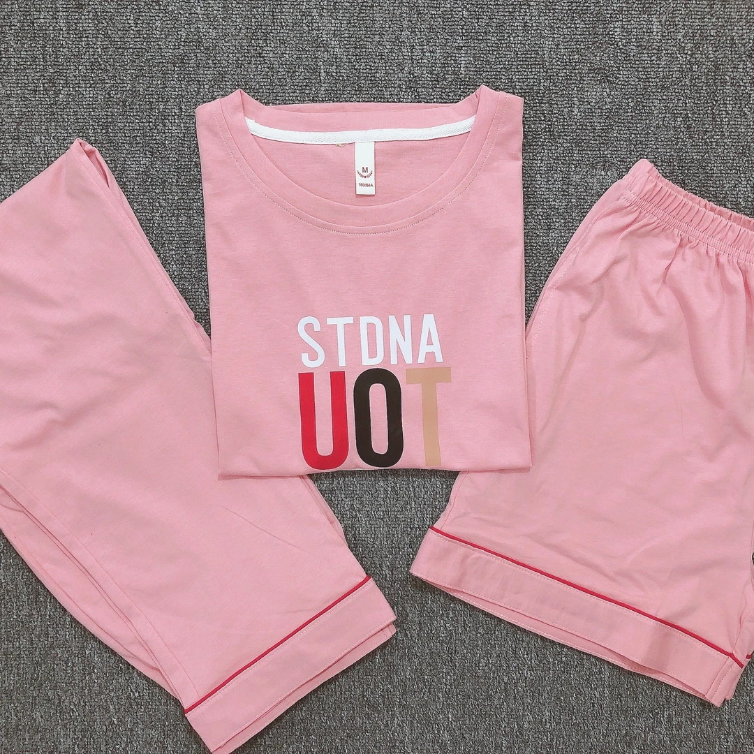 拍一发三新款纯棉100棉休闲粉色三件套装（粉色UOT）