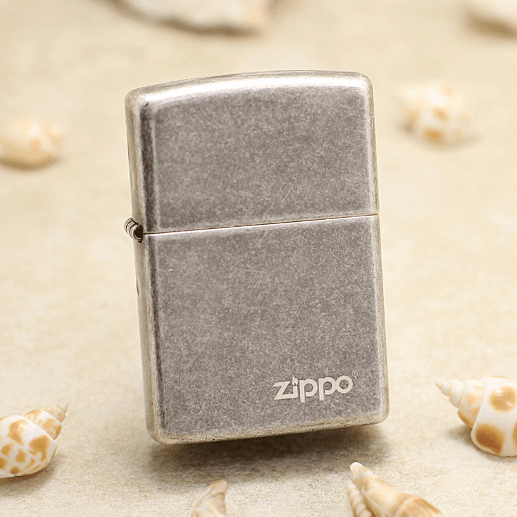 ZIPPO打火机仿古银zippo商标光板男士121防风银色FBZL--TC9917GY