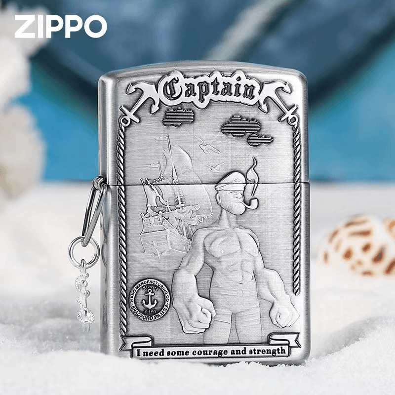 ZIPPO桐励定制版雕刻银色大力水手-千语作品  男士防风DY9910DK