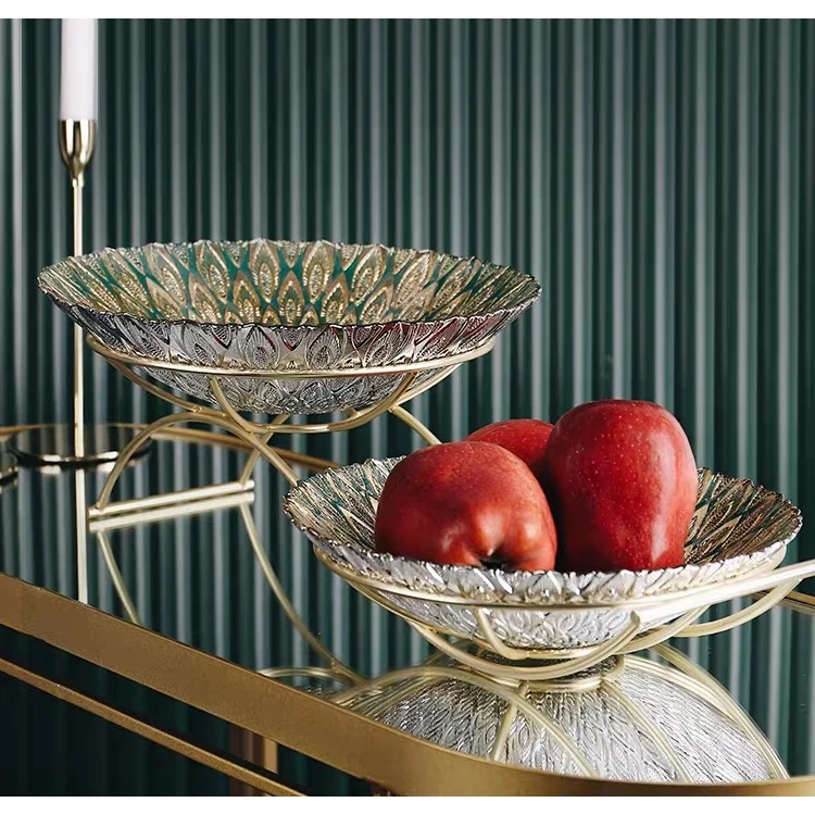 网红艺术轻奢水果盘奢华客厅零食摆放盘多层托盘家用茶几装饰摆件