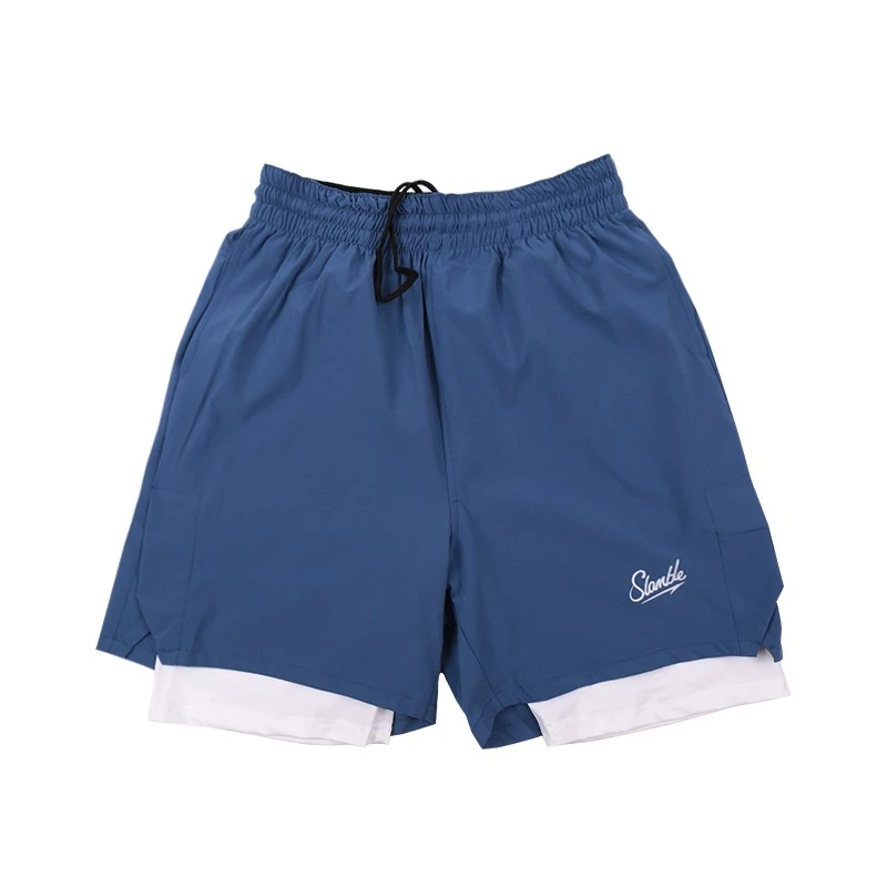 SLAMBLE夏季新款美式假两件篮球短裤训练健身运动跑步速干梭织男