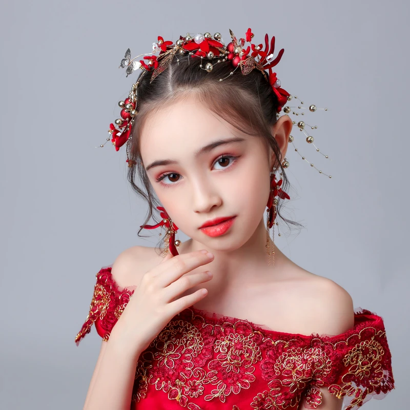 儿童红色森系发饰头饰儿童配饰 0201