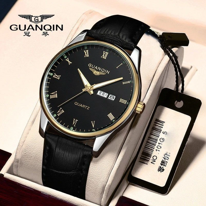 正品冠琴手表男全自动石英表男表防水夜光学生表皮带帅气男士手表