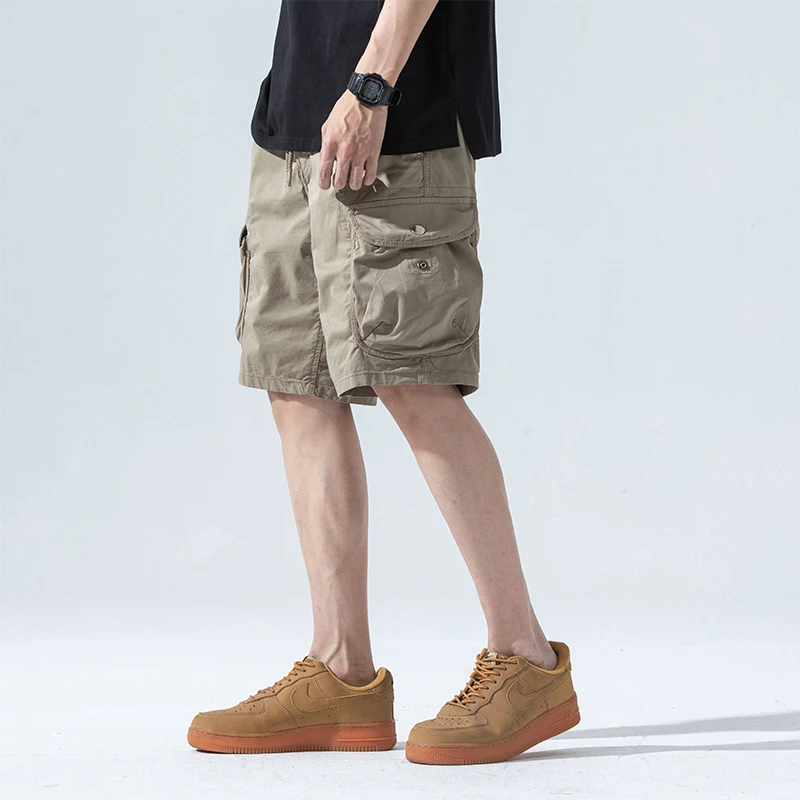 夏季薄款男士工装短裤潮牌宽松痞帅直筒中裤美式大码五分休闲裤男