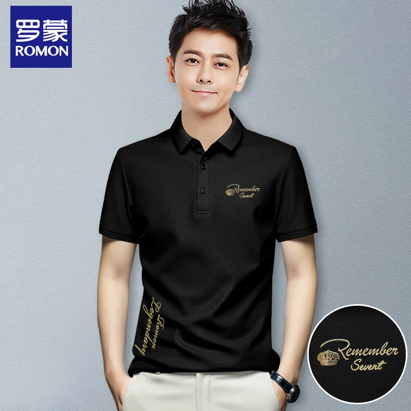 Romon/罗蒙RM2895翻领短袖夏季新款POLO衫男装中青年商务休闲t恤