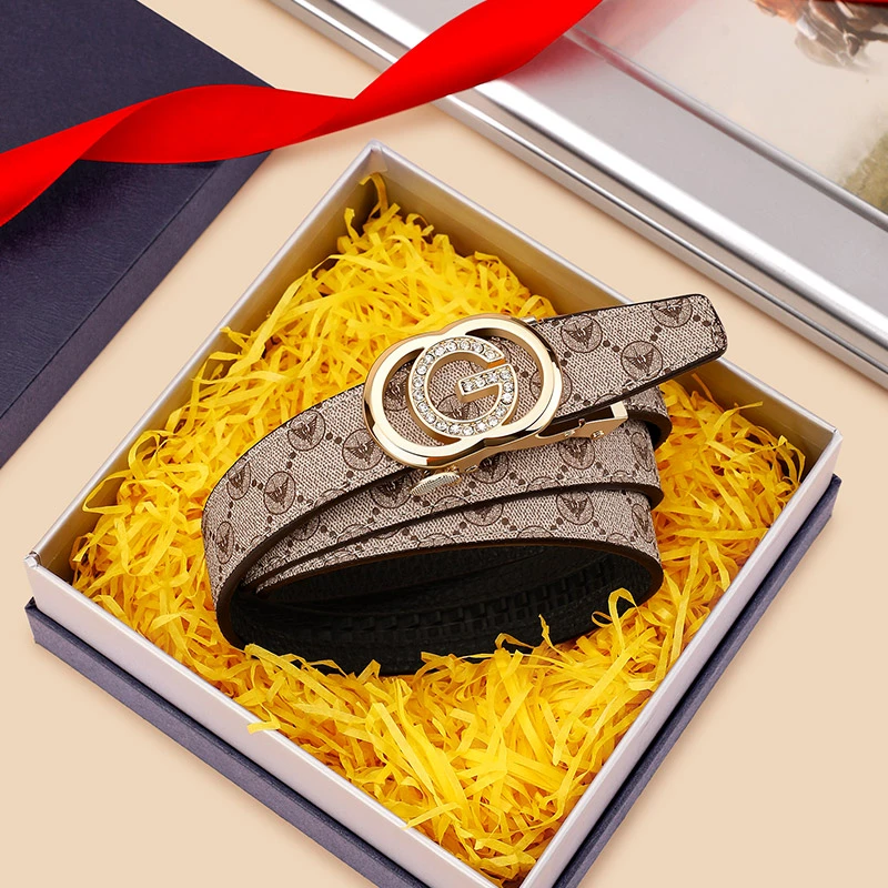 保罗皮带时尚百搭真皮自动扣潮流高级设计小众腰带女高档