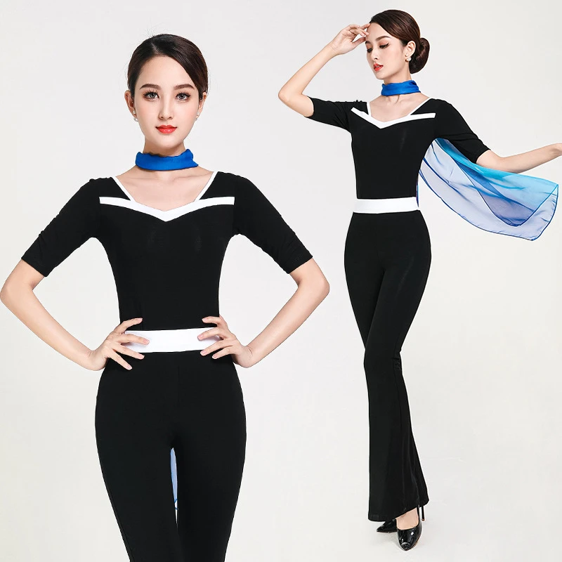 气质形体服女2022秋冬新款礼仪训练服装高端导师套装舞蹈练功服