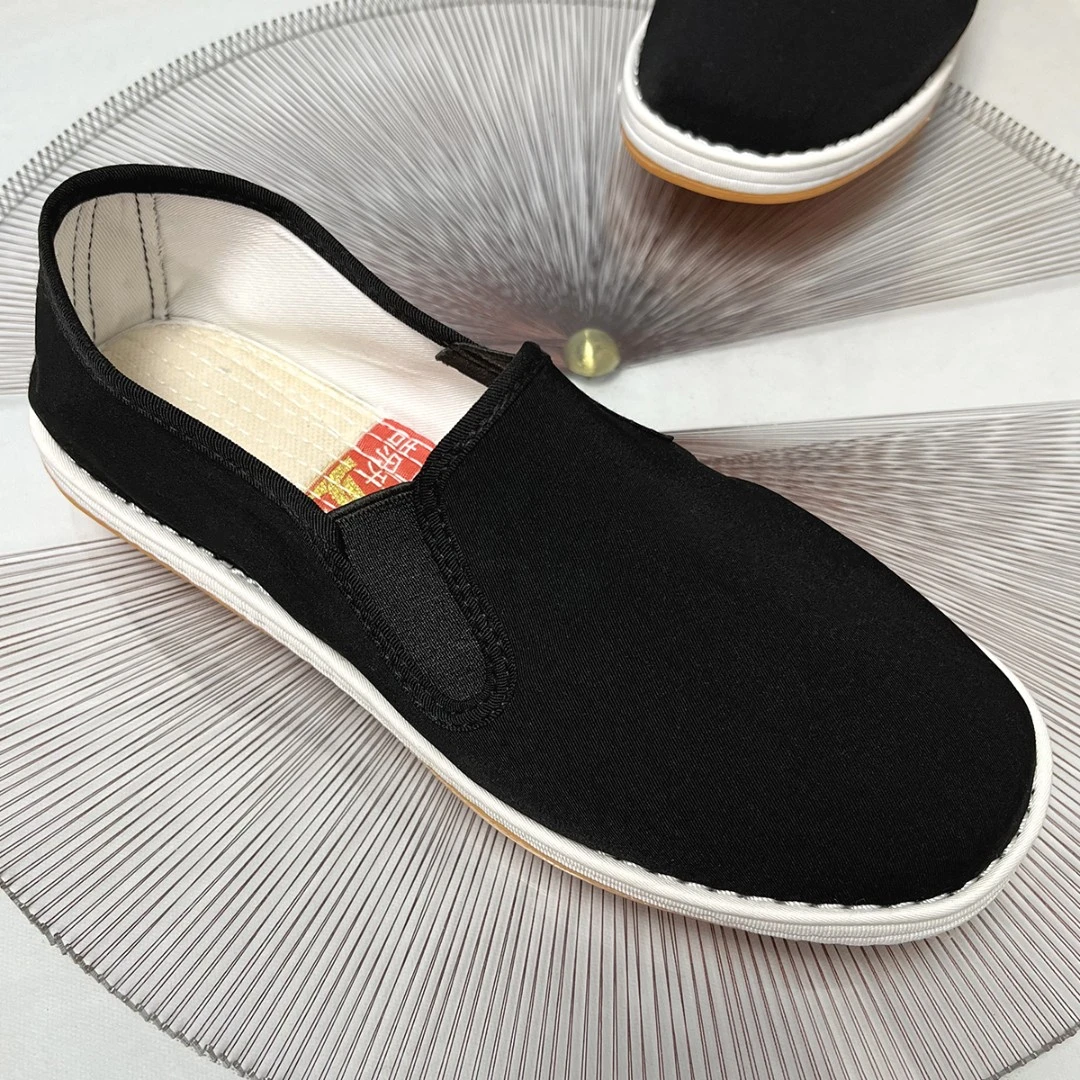 手工新款经典老北京布鞋黑色千层牛筋底男帆布鞋透气休闲鞋