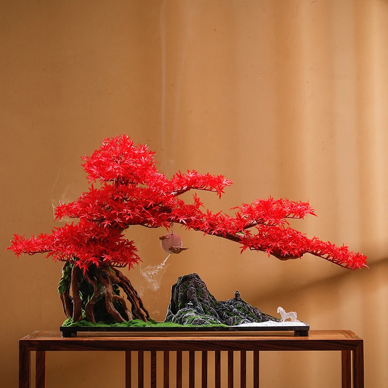 仿真迎客松盆景摆件创意大气客厅办公室酒店装饰品高档新房工艺品