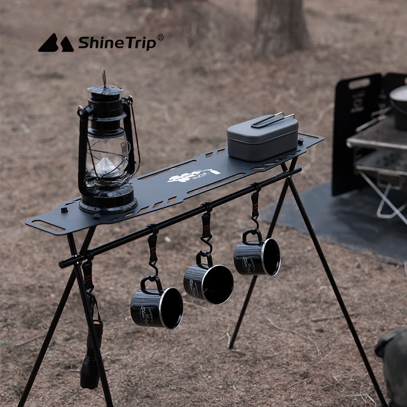 shinetrip山趣黑化战术桌户外露营灯架置物架铝板桌板挂钩A406