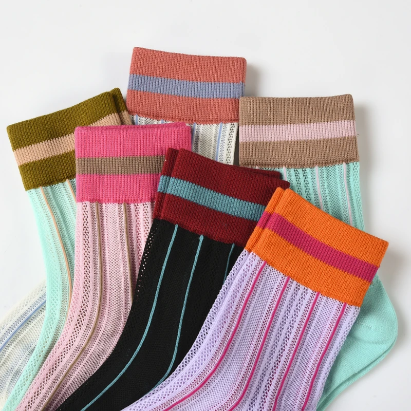 【美她破价专属】美她多巴胺镂空中筒袜透气网眼防蚊袜