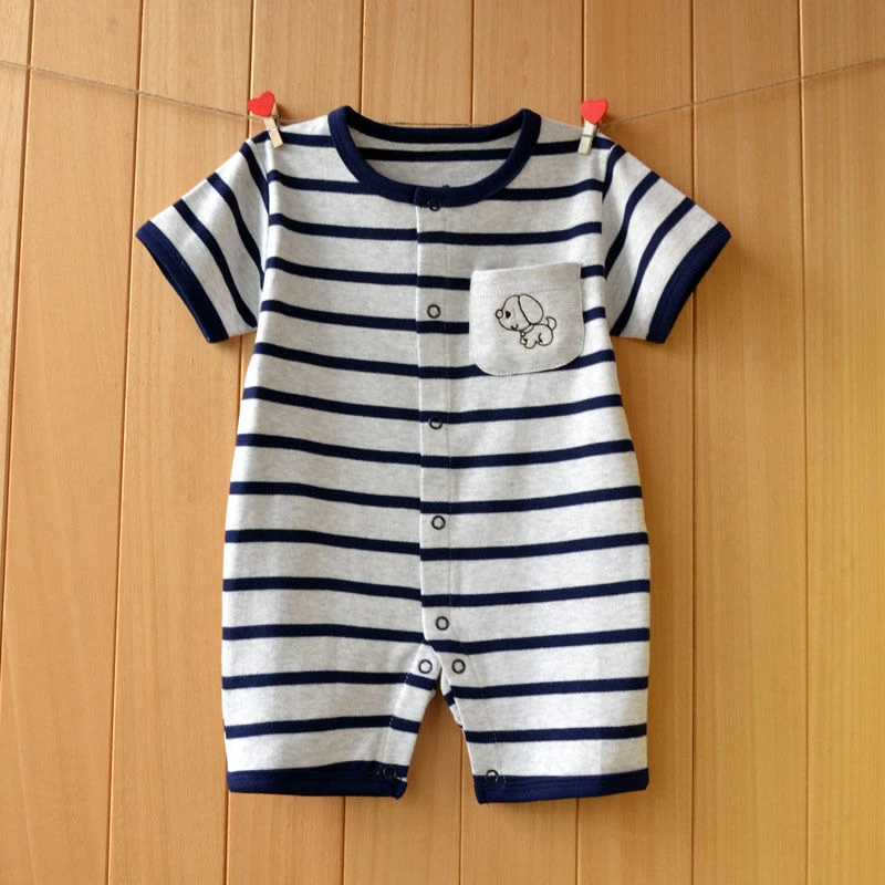 新生儿衣服夏季款薄款0-1岁男宝宝连体衣婴儿短袖运动休闲爬服