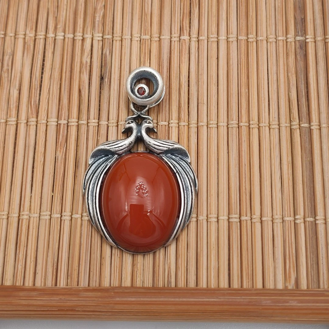 【银缘阁】（S925）凤凰玛瑙吊坠