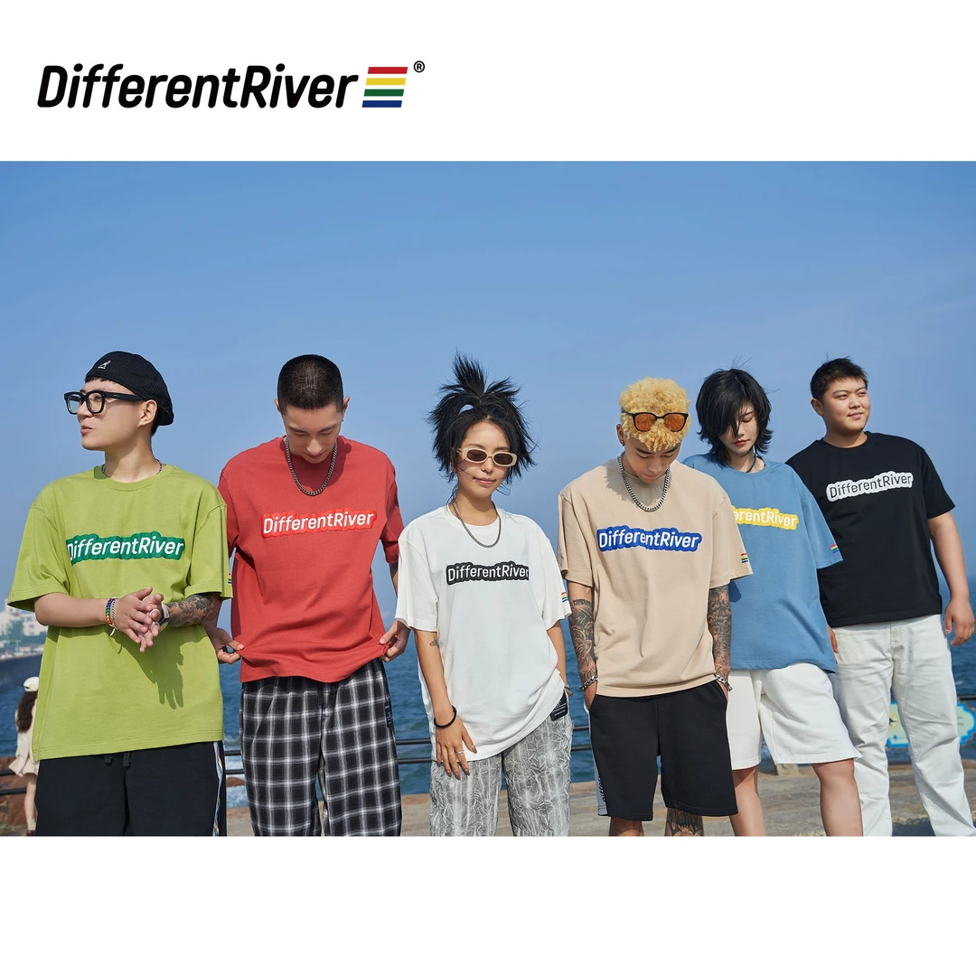 DifferentRiver夏季【乐园】基础款-发泡立体印花撞色圆领纯棉T恤