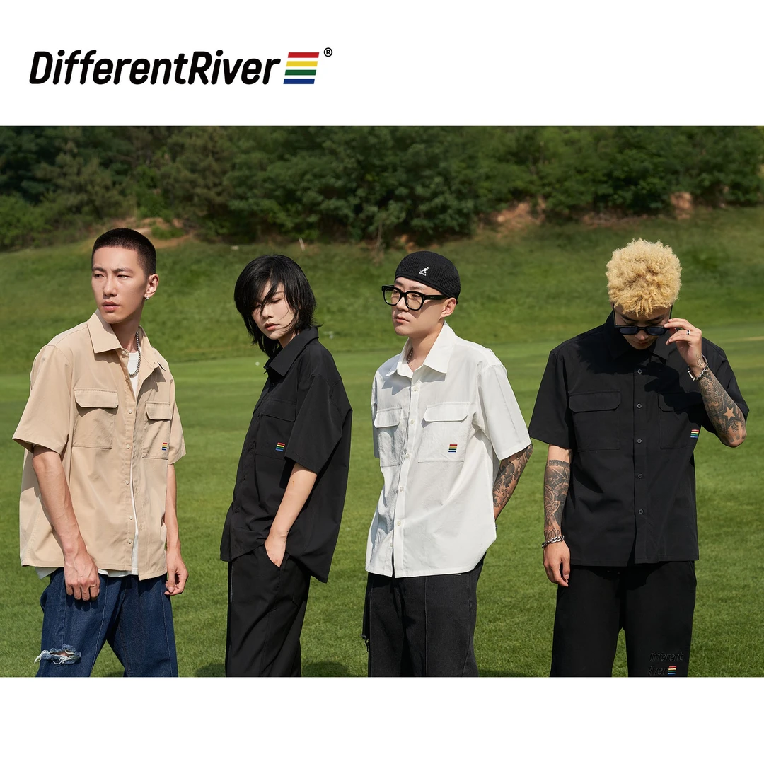 DifferentRiver夏季【乐园】基础款-双口袋休闲宽松短袖衬衫