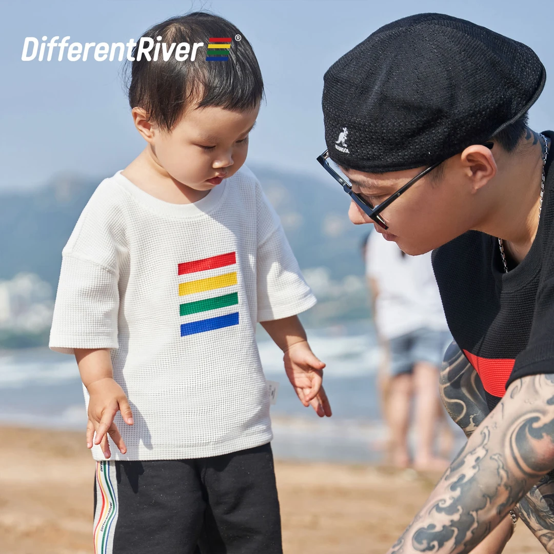 DifferentRiver夏季【乐园】品牌元素款-儿童简约华夫格透气T恤