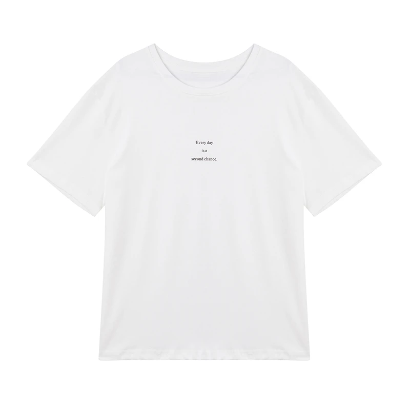 布景T恤女夏季新品圆领简约刺绣短袖套头衫BT22TY3120