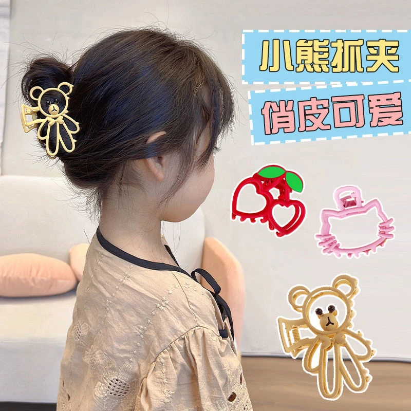 【梦蜜】网红新款儿童镂空大抓夹可爱女童卡通小熊后脑勺夹固定夹