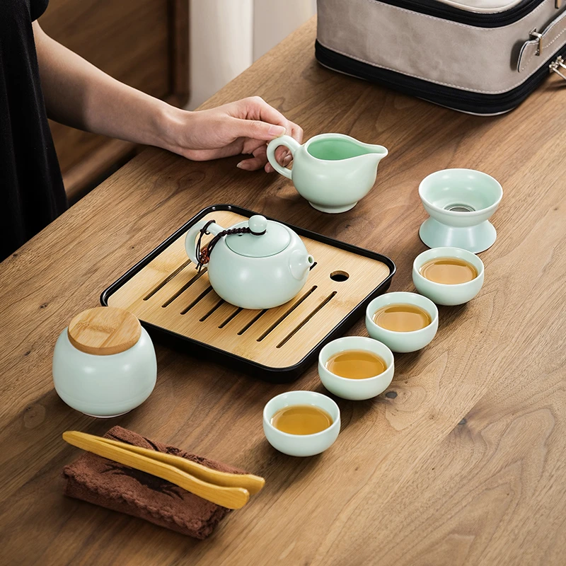 户外便携功夫旅行茶具日式一壶四杯家用泡茶壶小套随身简易收纳包