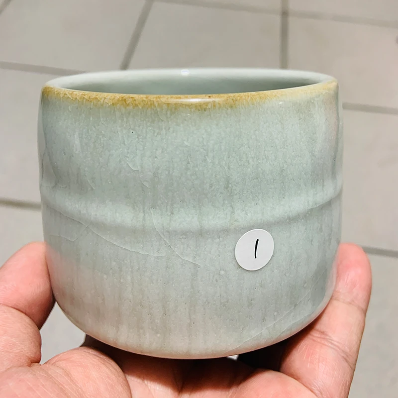 惊【孤品】艺术家栾波  柴燒羊脂白玉釉茶碗 手工陶瓷茶具 8281