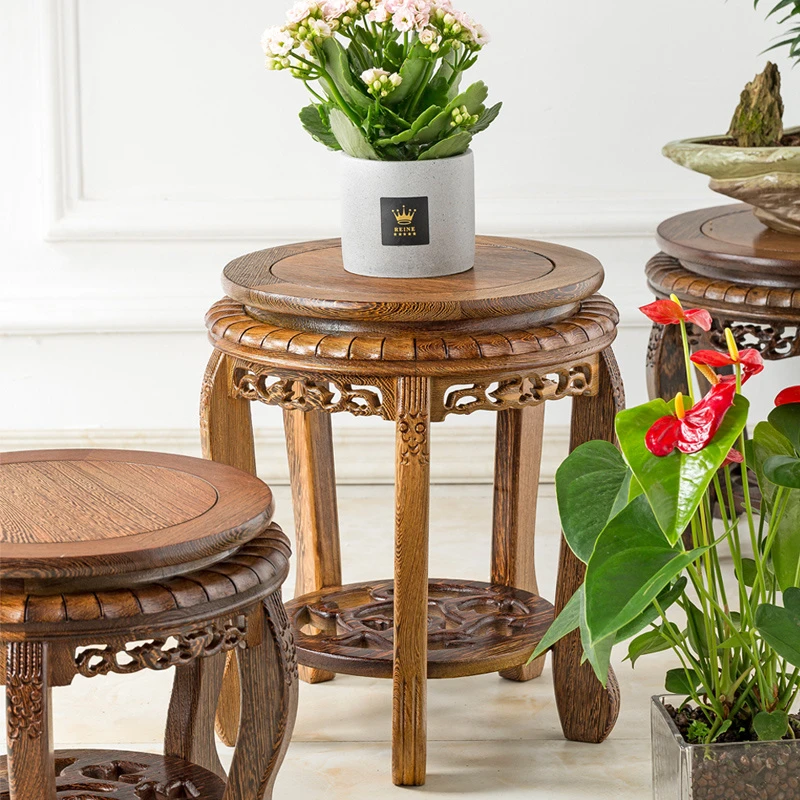 鸡翅木底座托架圆形实木工艺品摆件花瓶鱼缸花盆垫高木托盘架包邮