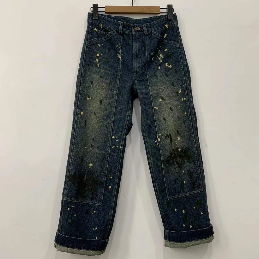 7折山山家-左岸迷香【牛仔裤】Z22SS3029直筒水洗做旧印花休闲时尚