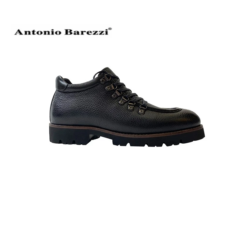 AntonioBarezzi秋冬男士加厚皮毛一体休闲舒适保暖圆头高帮鞋H958