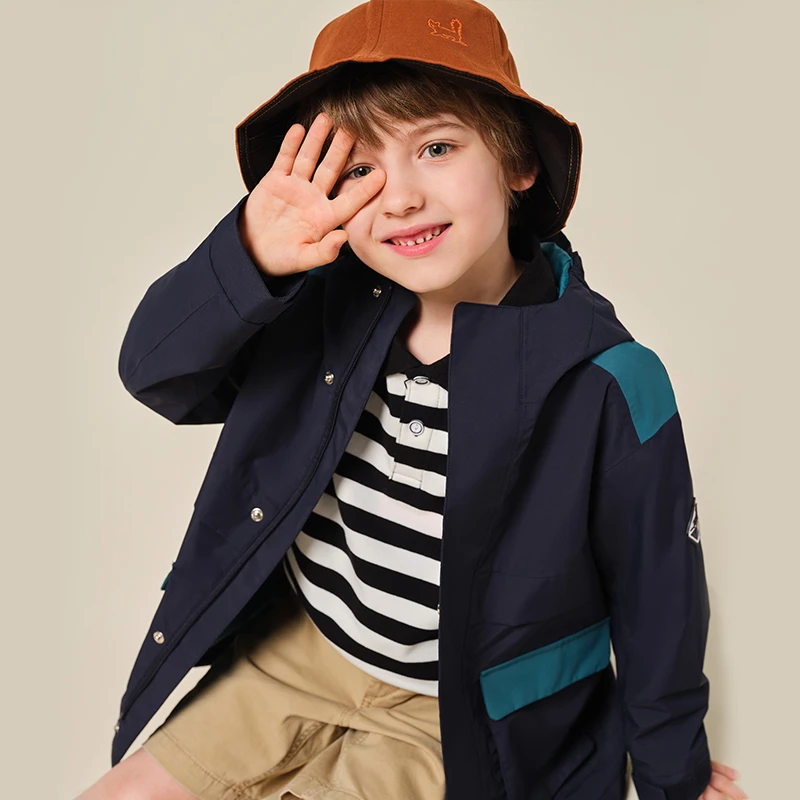 伯希和户外儿童单层冲锋衣春秋男女大童防水防风夹克连帽童装外套
