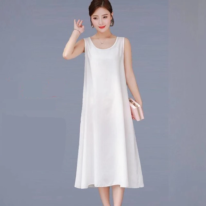 无袖吊带连衣裙背心雪纺长裙背带裙女夏装中长款外穿打底2022新款