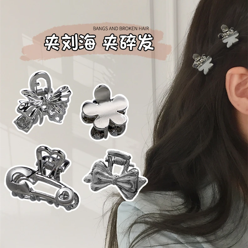 气质简约迷你花朵丝带结蝴蝶结别针小抓夹侧边刘海碎发夹发饰