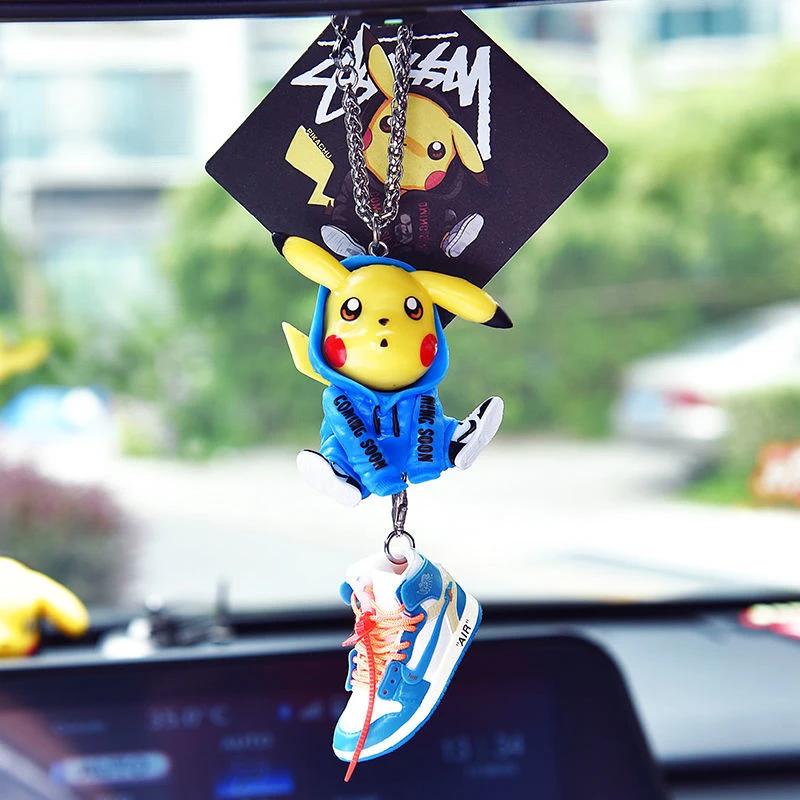 网红皮卡丘卡通公仔挂件汽车内饰后视镜挂件车载挂饰香片香薰挂件