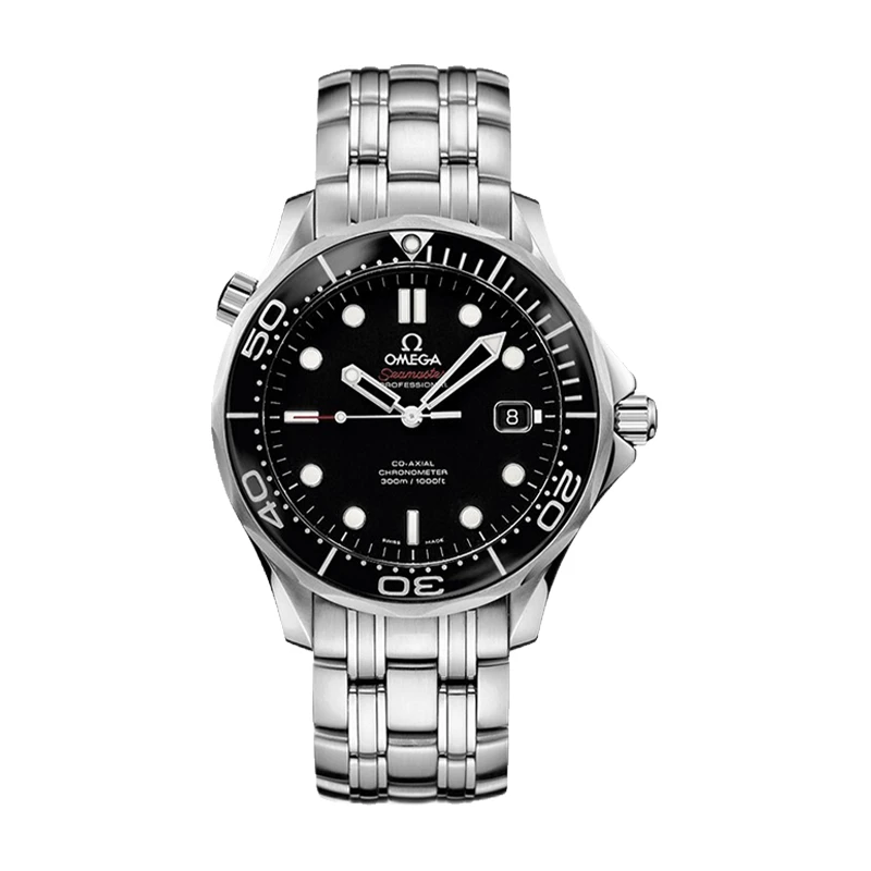 99新 Omega/欧米茄 海马300/41mm/黑盘/钢带二代机械防水运动男表