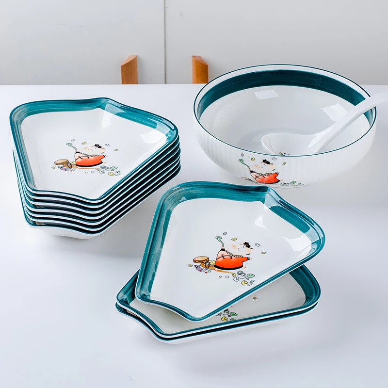 【散件DIY】福气猪套装拼盘餐具碗碟组合 陶瓷菜盘 盘子创意家用