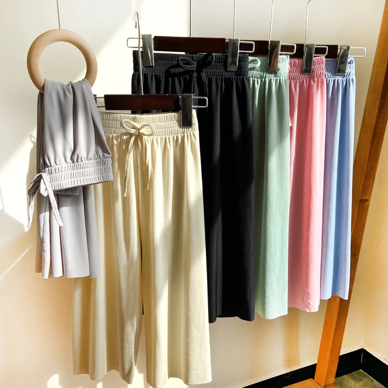 夏季女童防蚊裤冰丝抖抖裤薄中大童裤子宝宝空调裤儿童灯笼裤宽松