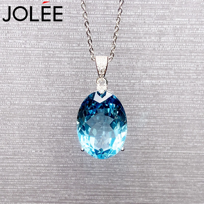Jolee项链女S925银时尚托帕石吊坠女生饰品节日礼物