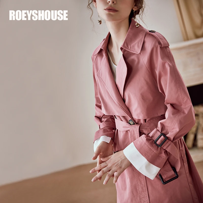 【李珑精选】 罗衣气质通勤收腰英伦风衣新款时尚中长款外套00621