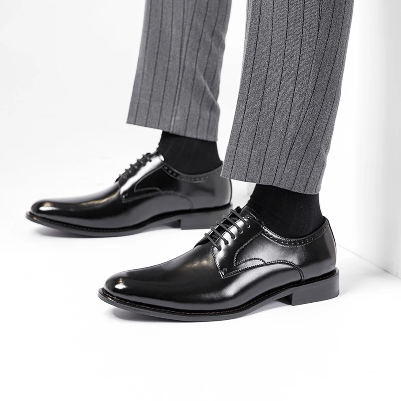 商务德比鞋男士正装皮鞋英伦风休闲皮鞋新郎结婚皮鞋男款雕花皮鞋