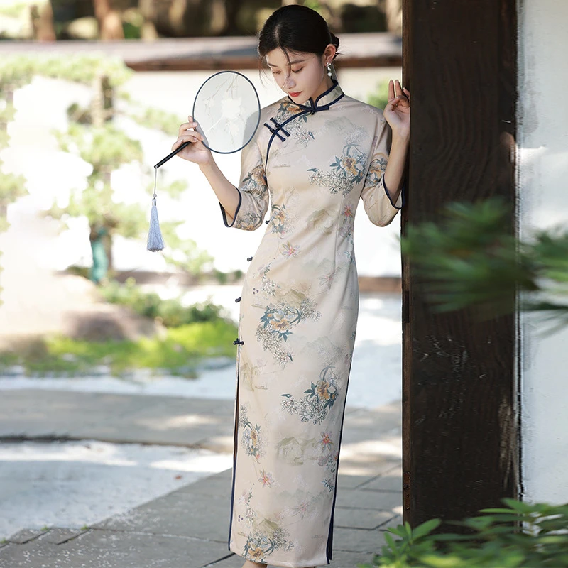 老上海改良旗袍2023年新款年轻款日常春季女复古长款高端气质优雅