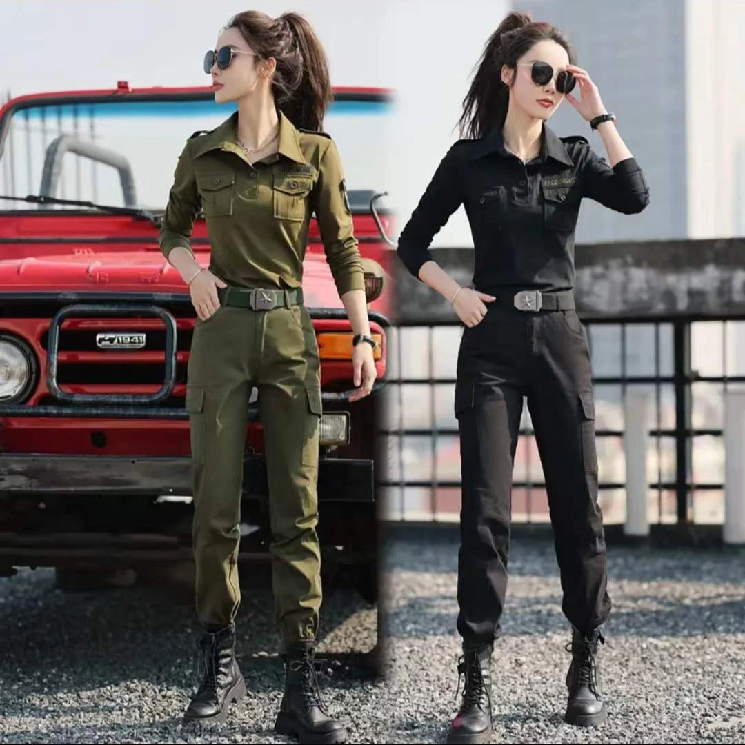 春夏迷彩服套装女工装时尚显瘦帅气潮牌水兵舞演出工装服休闲运动