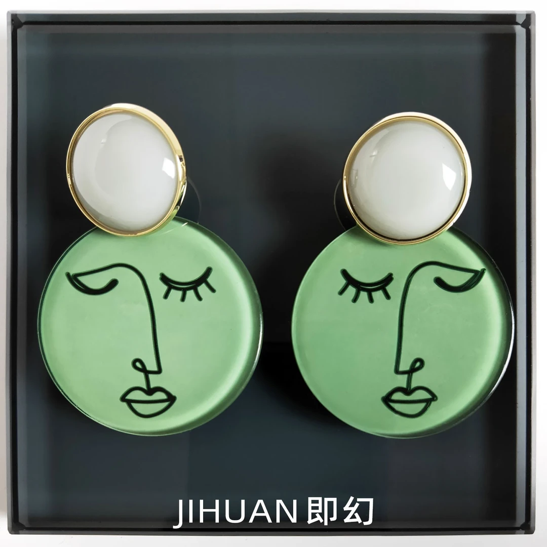 铜合金耳饰 ♦你的傲娇-绿 网红新款度假风美学耳环 O-5303