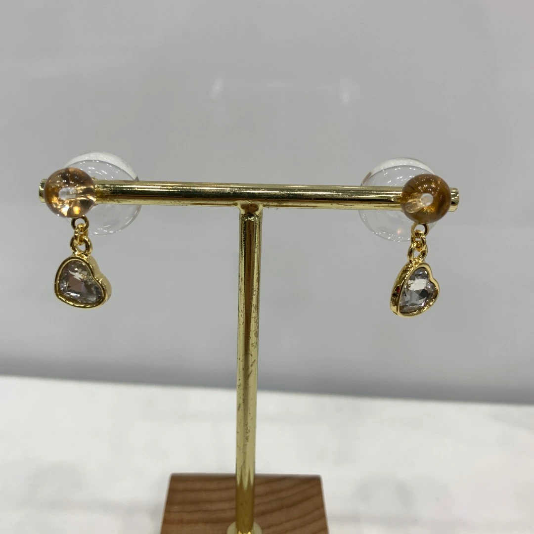 铜合金耳饰 3551 新品白色心心闪闪耳钉